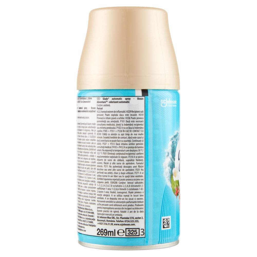 Glade Automatic Spray Ricarica, Profumatore per Ambienti, Fragranza Ocean Adventure 269ml
